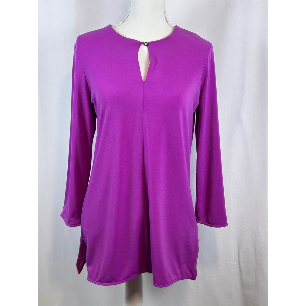 Lauren Ralph Lauren Magenta Purple Keyhole Neck‎ Tunic Top Small Long Sleeve